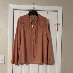 Como Vintage Rust Smocked Blouse